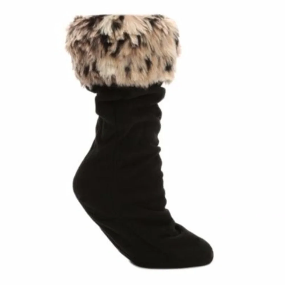 NWT  STEVE‎ MADDEN LEOPARD BLK BOOT LINER